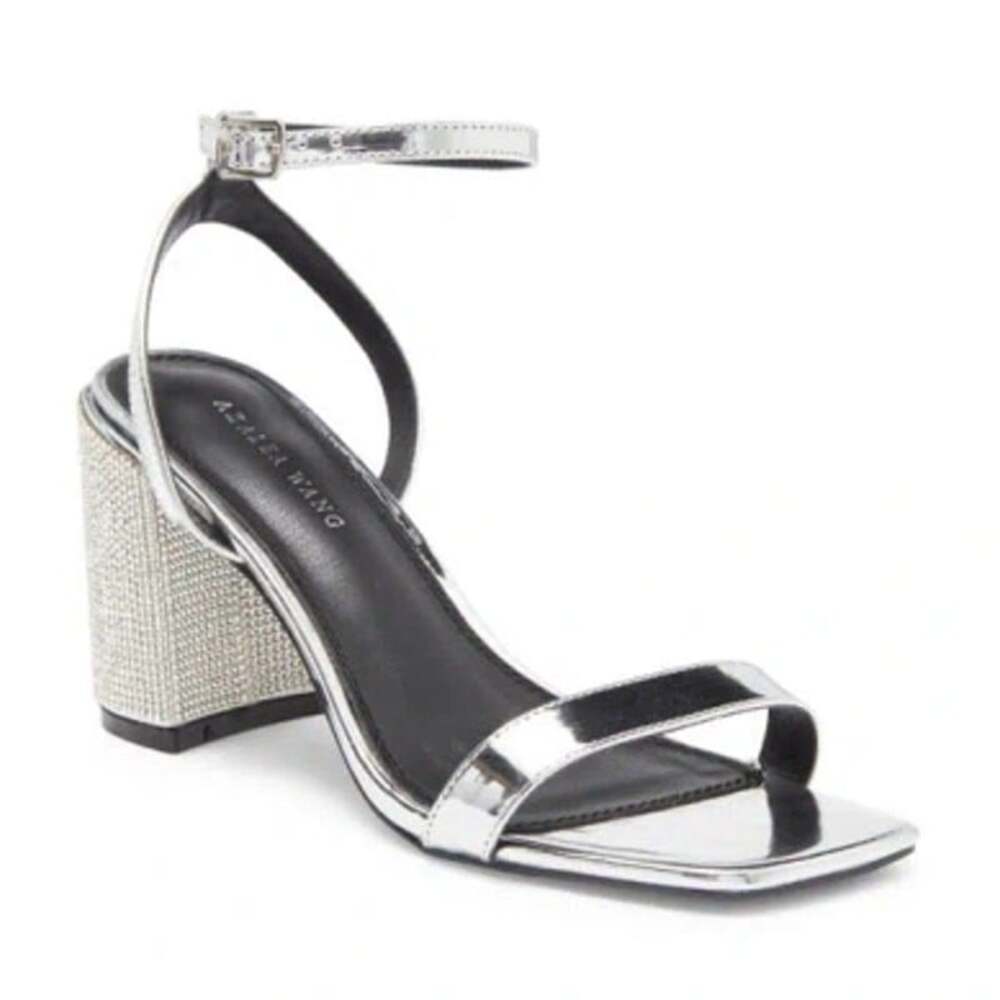 Azalea Wang Women's Parry Metallic Ankle Strap Block Heel Sandals Size 11